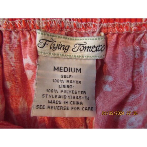 FLYING TOMATO SIZE M MAXI DRESS RED LINED FLORAL PRINT BOHO TIERED - Picture 7 of 7